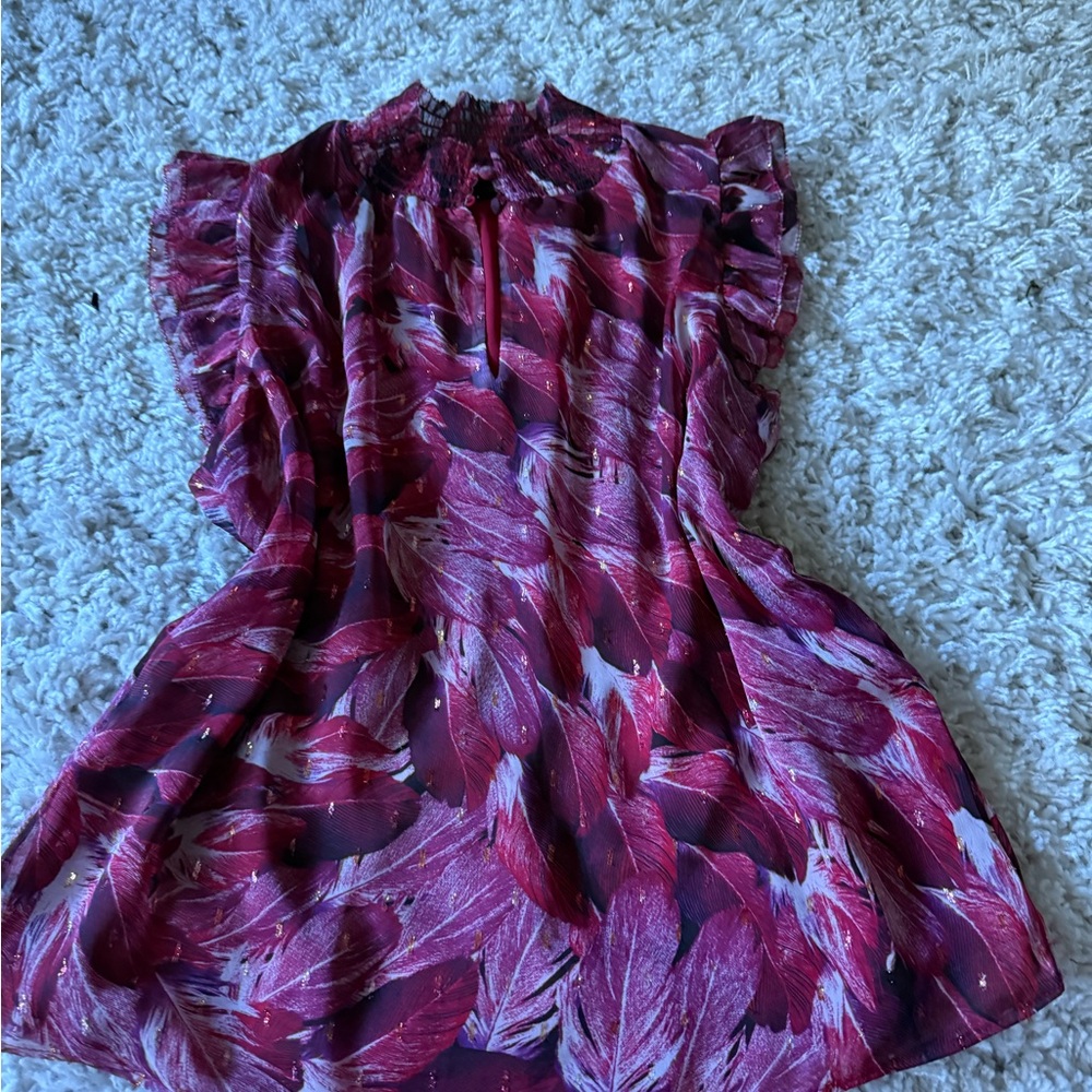 White House Black Market Red Textured Blouse